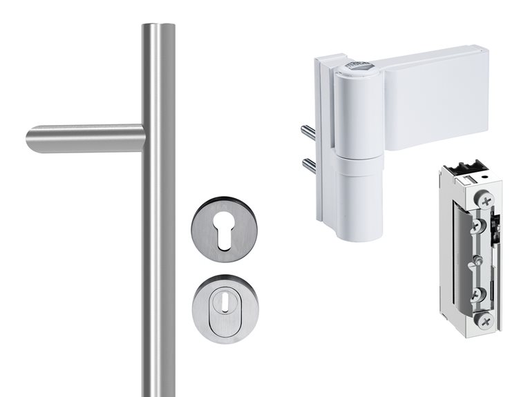 Handles, hinges and e-openers