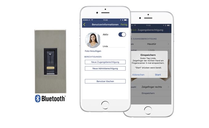 Touchkey integrated in the door leaf