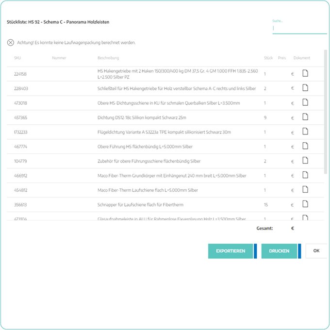 Lista de herraje